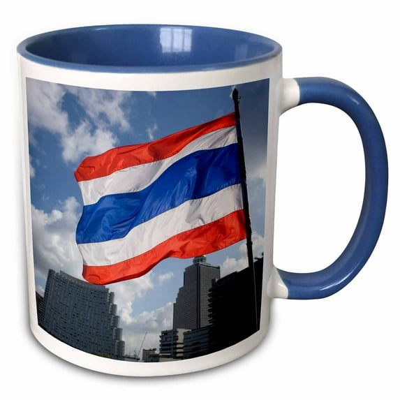 3drose, Thai Flag and Kings Flag, Thailand-as36 Ryo0049 - Russell Young, 11oz Two-tone Blue Mug
