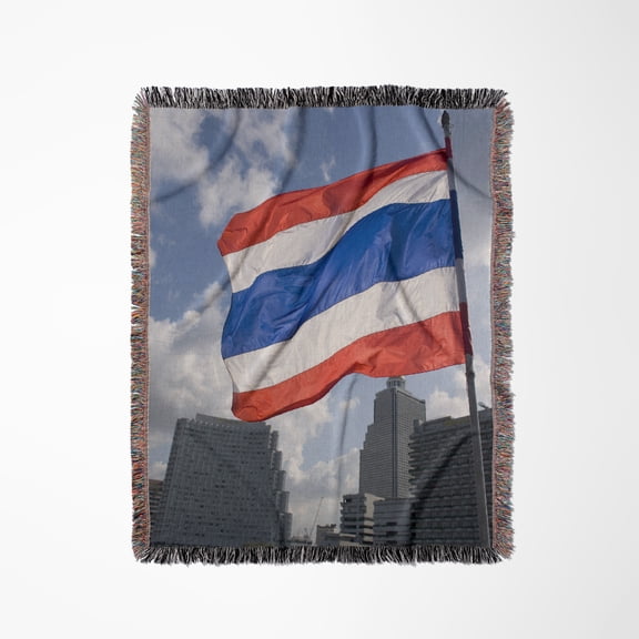Thai Flag And Kings Flag, Thailand-As36 Ryo0049 - Russell Young, Woven Blanket
