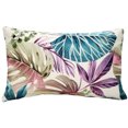 thumbnail image 1 of Thai Garden Blue Leaf Throw Pillow 12x20 Inches Cotton Decorative Polyfill, 1 of 2