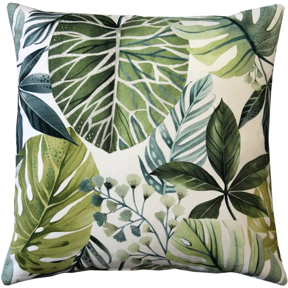 Thai Garden Green Leaf Throw Pillow 20x20 Inch Cotton with Polyfill Insert