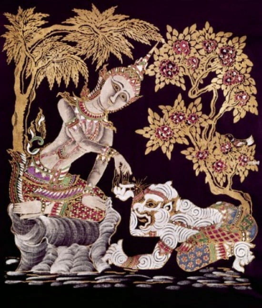 Thai Girl Subduing Monster Limatibul Surint Canvas Art - Surint Limatibul (18 x 24)