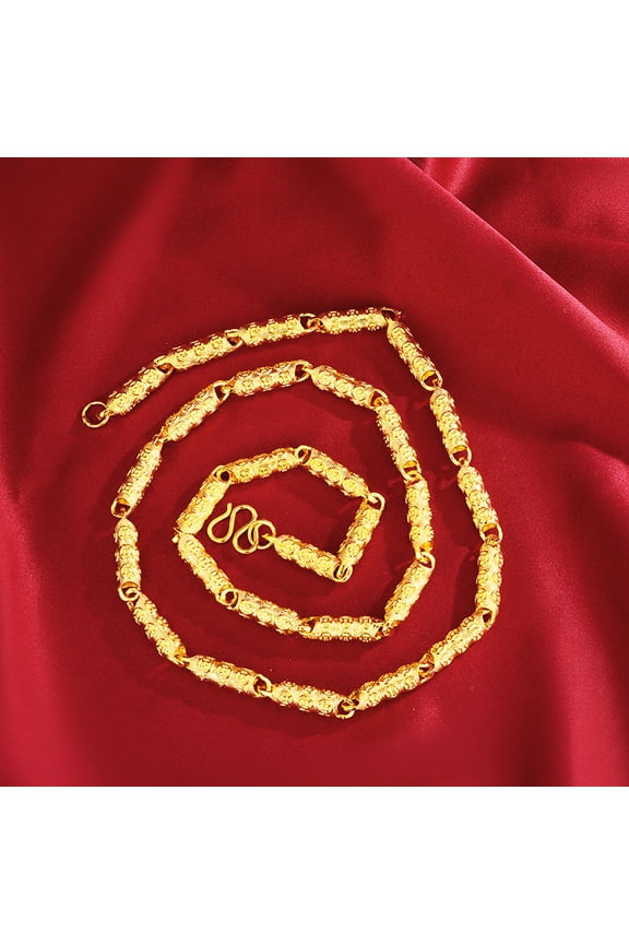 Thai Gold Men's Necklace Trendy Chain with Money Pattern, Solid Column Design, Luxury Jewelry Accessory