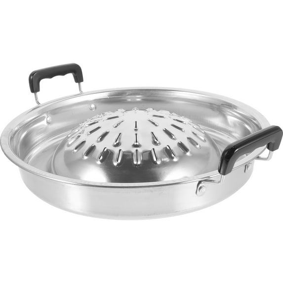 Korean BBQ Grill Pan Aluminum Silver for Storage Lightweight Compact and Easy to Carry 7.87x5.51 Inches