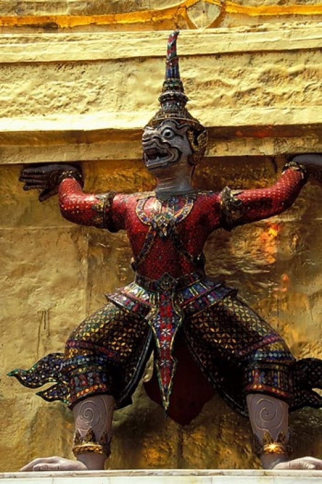 Thai Guardians and Detail of the Grand Palace Bangkok Thailand Canvas Art - Claudia Adams DanitaDelimont (24 x 36)