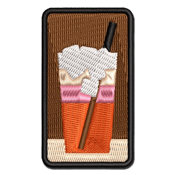 Thai Iced Tea Beverage Drink Applique Multi-Color Embroidered Iron-On Patch - 2.0 Inch Mini
