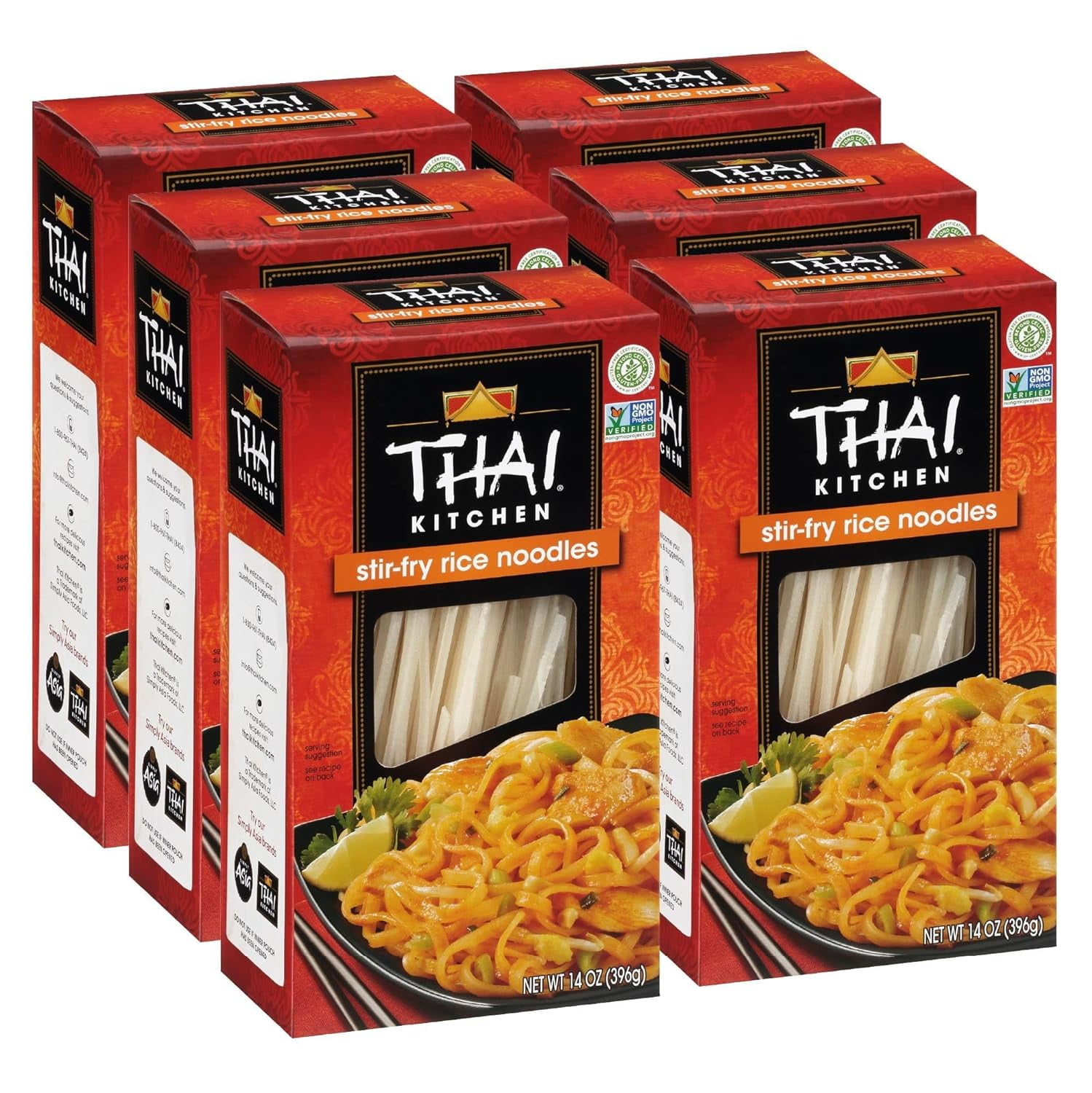 Thai Kitchen Gluten Free Stir Fry Rice Noodles, 14 oz (Pack of 6