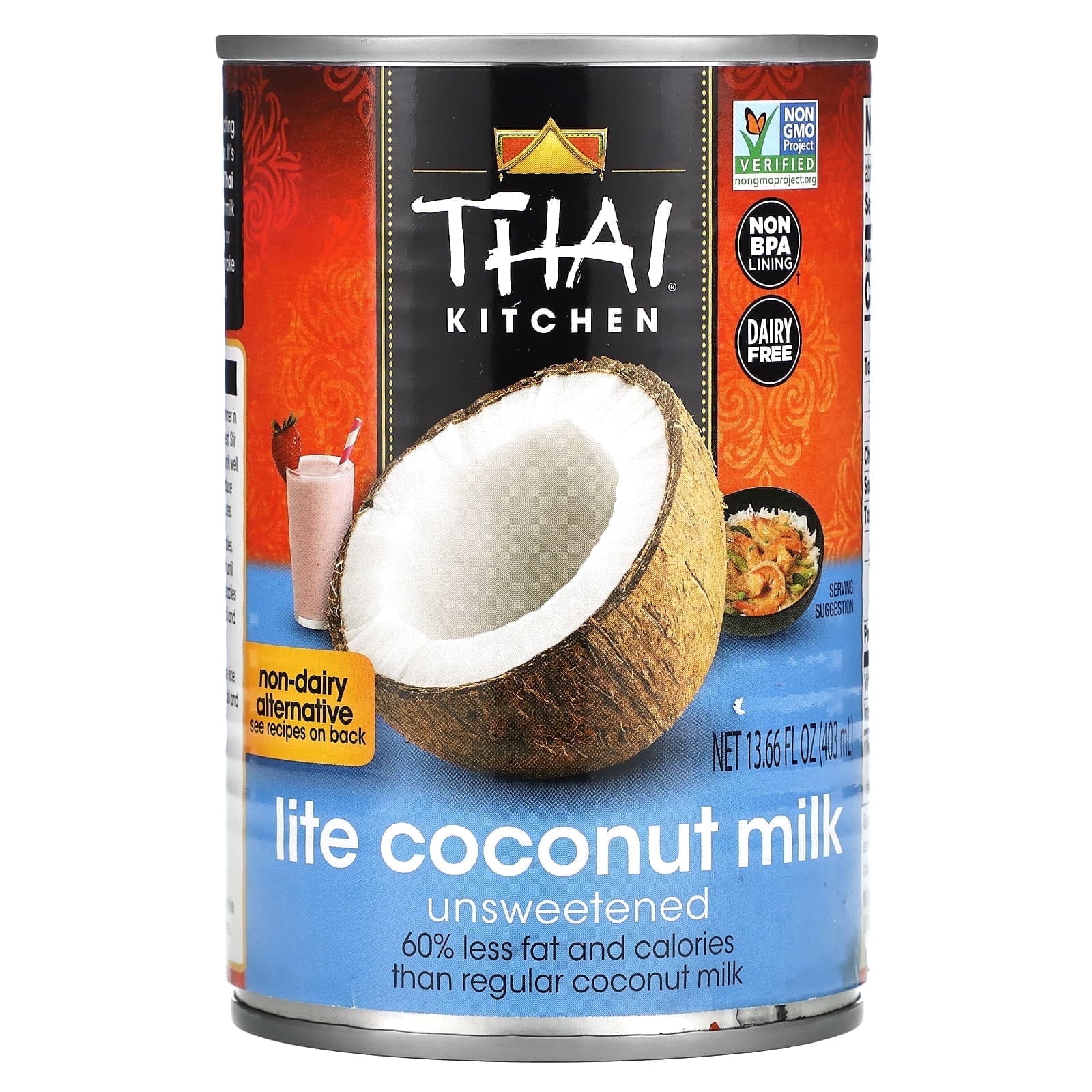 Thai Kitchen, Lite Coconut Milk, Unsweetened, 13.66 fl oz (403 ml) Pack of 2