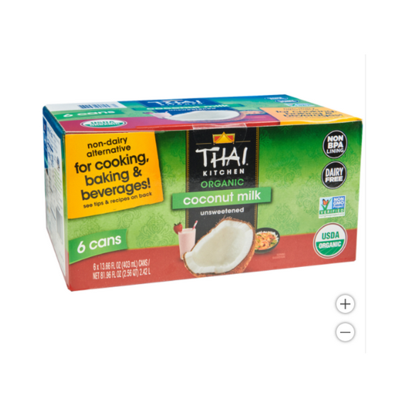Thai Kitchen Organic Coconut Milk, Unsweetened, 13.66 fl oz, 6 ct - Coconut Milk, Organic, Thai Kitchen, Unsweetened, 6 Pack