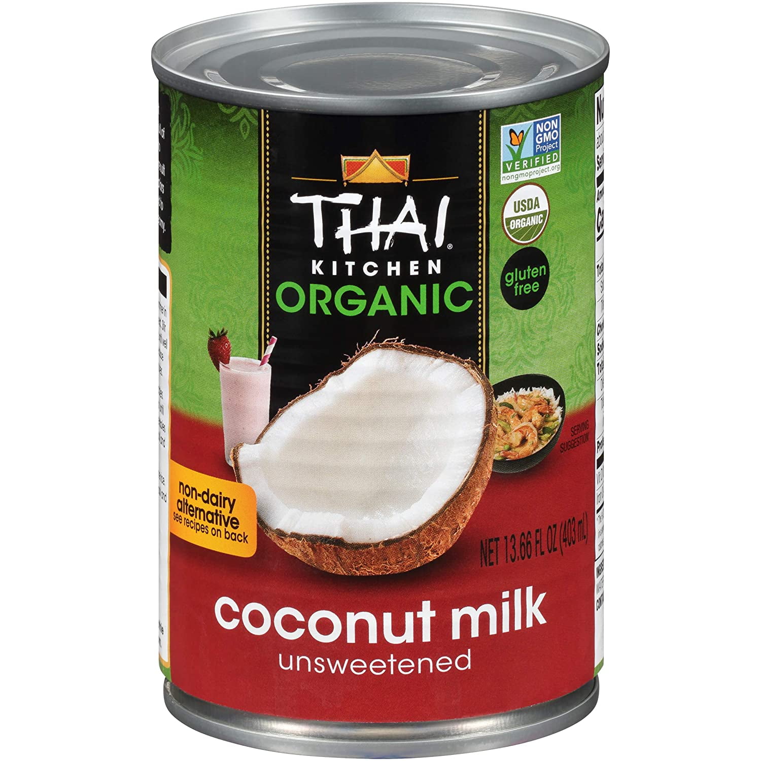 Thai Kitchen Organic Unsweetened Coconut Milk, 13.66 fl oz (Pack of 6)
