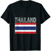 Thai National Flag Design Thailand Map Country Vintage Gift Womens T-Shirt Black 2XL