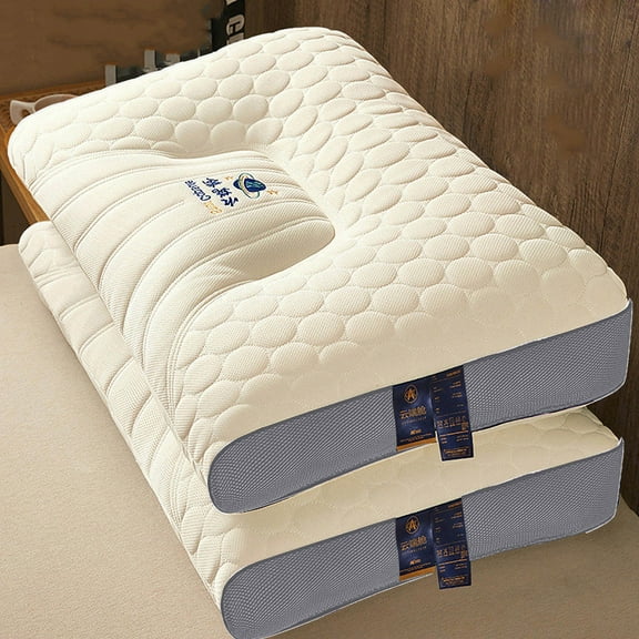 Thai Pillow for Neck Pain Relief | Natural Rubber Cervical Support Pillow for Side & Back Sleepers | 48x74cm Bed Pillow with Breathable Knit Cover | 1 Count