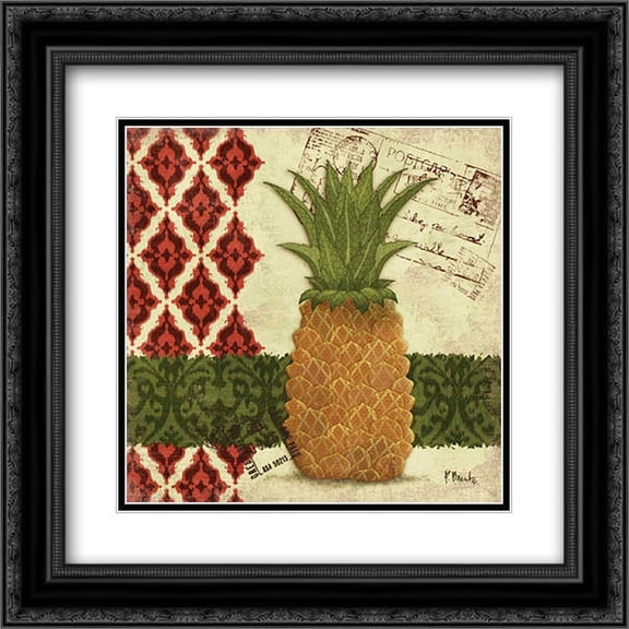 Thai Pineapple I 2x Matted 20x20 Black Ornate Framed Art Print by Brent, Paul