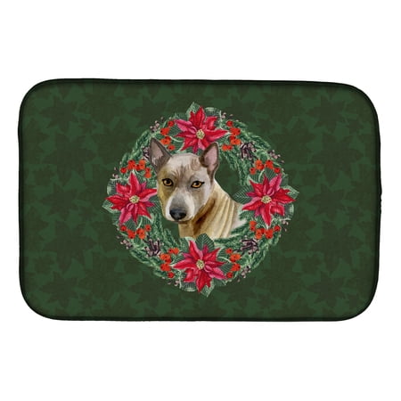 Thai Ridgeback Poinsetta Wreath Dish Drying Mat