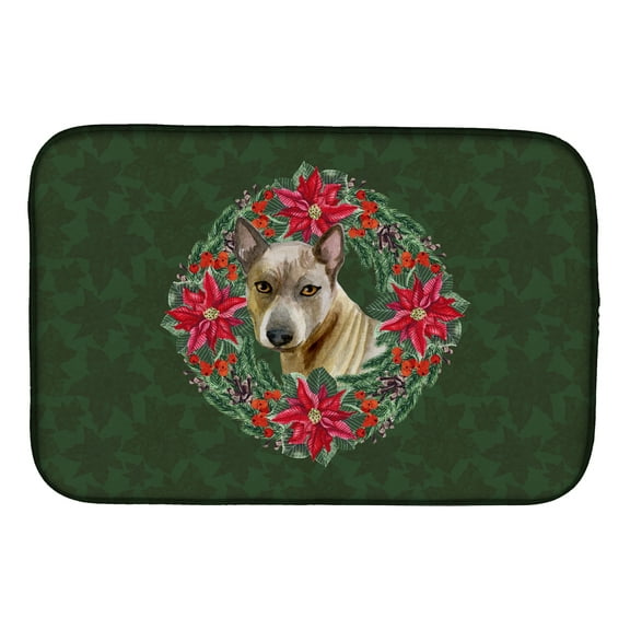 Thai Ridgeback Poinsetta Wreath Dish Drying Mat
