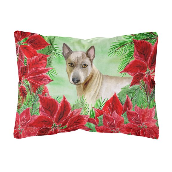 Thai Ridgeback Poinsettas Canvas Fabric Decorative Pillow