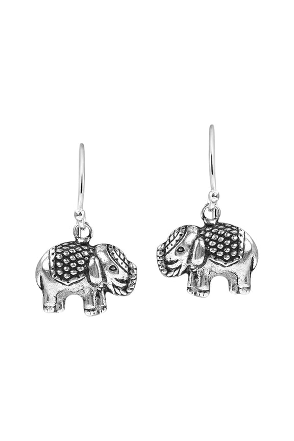 Thai Royal Elephant Dangle Earrings in 925 Sterling Silver | Symbolic Animal Jewelry for Women | Good Luck Gift from Thailand