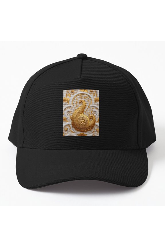 Thai Snail Pattern Baseball Cap, Kanok-Inspired Mollusk Graphic Design, Classic Hat