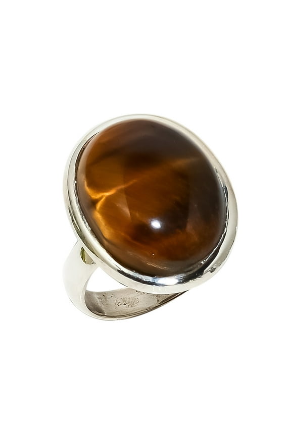 Thai Tiger'S Eye Solid 925 Sterling Silver Ring Size 7.5|Handmade Ring, Gift for her, Yellow Ring, Gemstone Silver Jewelry