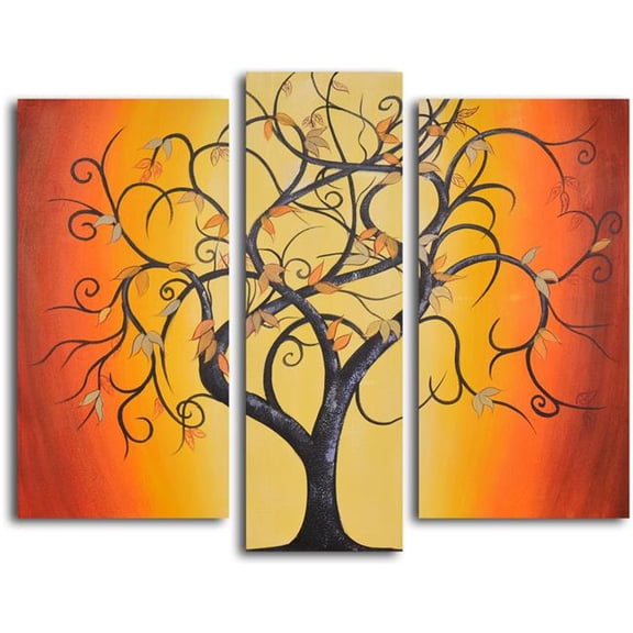 Thai Tree Dance 3 Piece Painting on Wrapped Canvas Set