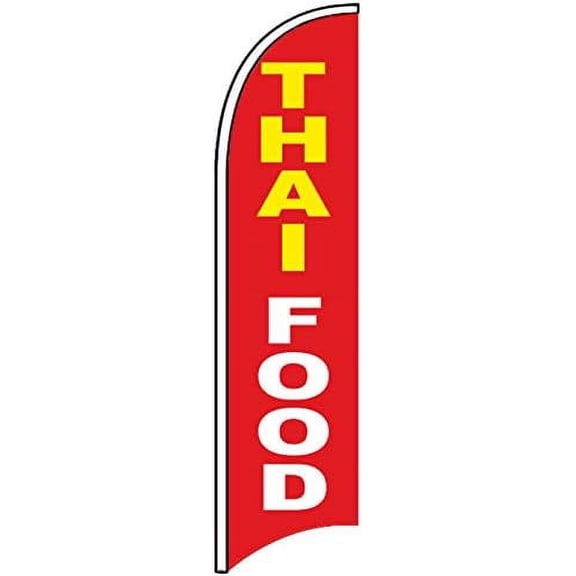 Thai - Windless Swooper Flag Banner Sign 2.5x11.5 ft Tall (Flag ) rb