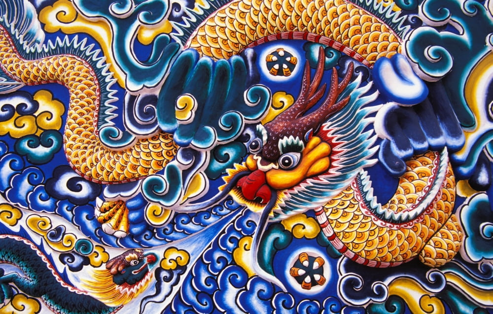 Thailand Ayuthaya Bang Pa-In Palace Brightly Painted Chinese Style Wood Carvings Canvas Art - Bill Brennan Design Pics (17 x 11)