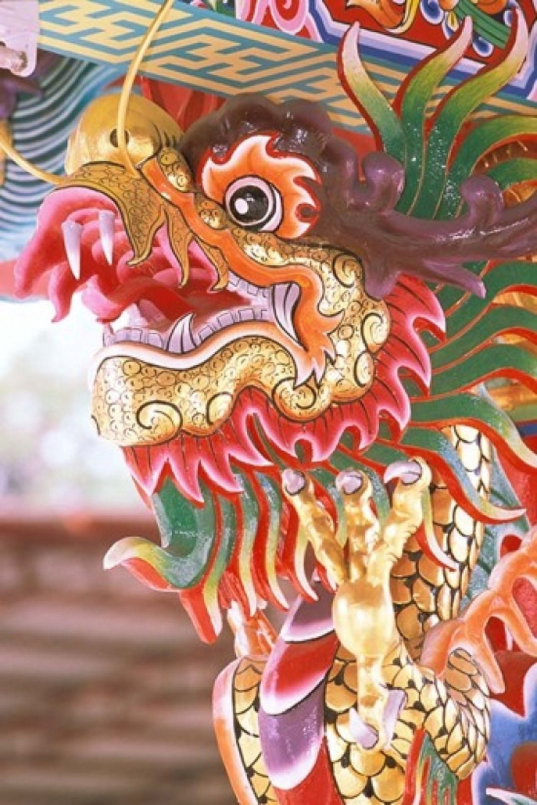 Thailand Bangkok Dragon in chinese temple Canvas Art - Russell Young DanitaDelimont (24 x 36)