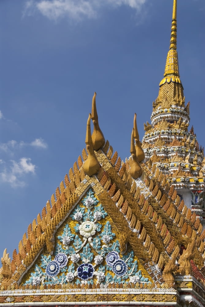 Thailand Bangkok Wat Phra Kaeo Complex (Grand Palace Complex) the Golden Stupa Canvas Art - Richard Maschmeyer Design Pics (24 x 36)