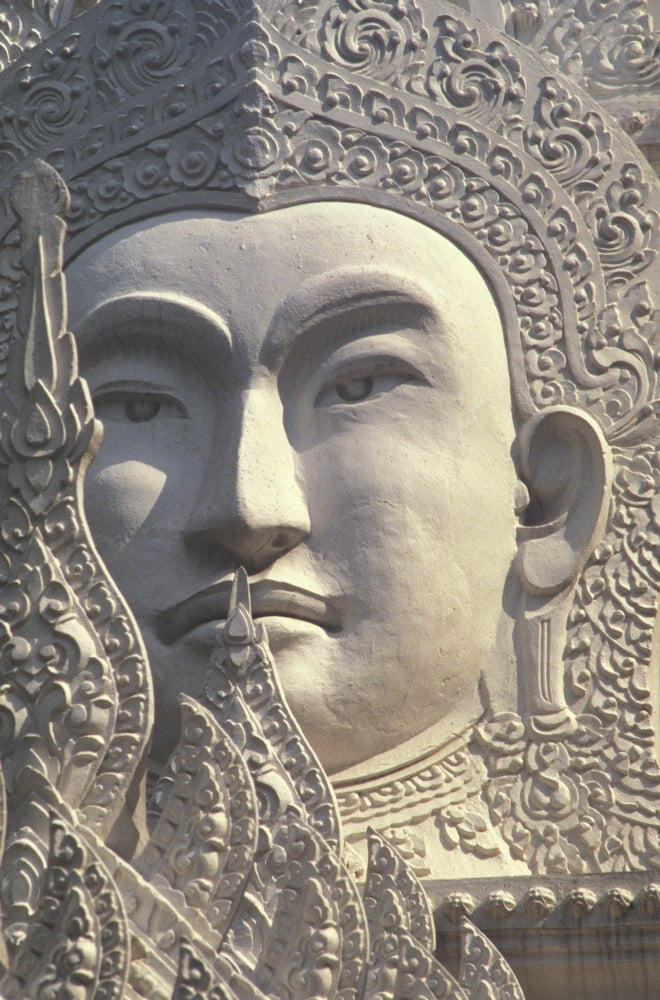 Thailand Bangkok Wat Rachapradit Closeup Of Stone Buddha Image Canvas Art - Bill Brennan Design Pics (11 x 17)