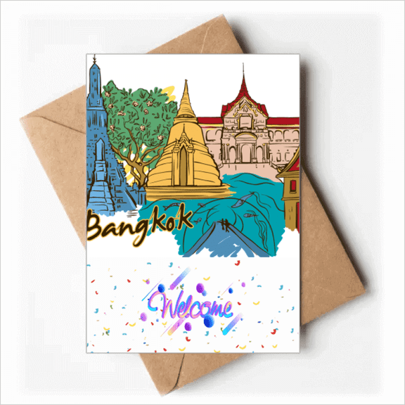 Thailand Bangkok Watercolor Welcome Back Greeting Cards Envelopes Blank