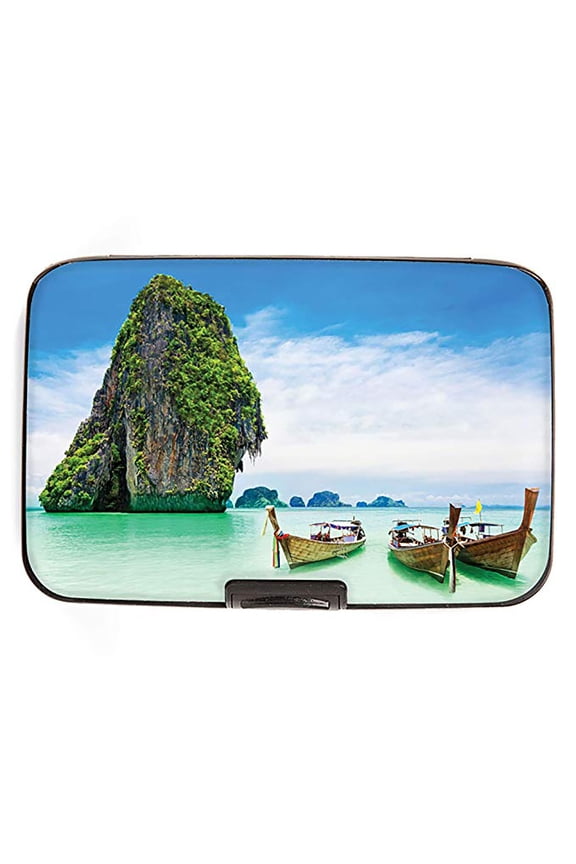 Thailand Beachfront Rock RFID Armored Credit Card and Cash Wallet