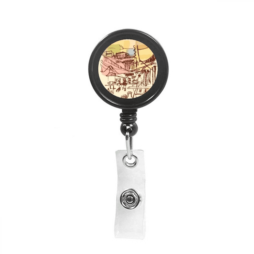 Thailand Brief Strokes Prosperous Village Retractable Keychain Badge Holder ID Badge