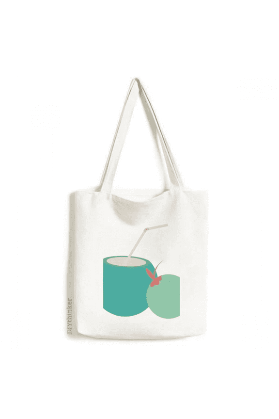 Thailand Coconut Juice Art Illustration Tote Canvas Bag Shopping Satchel Casual Handbag
