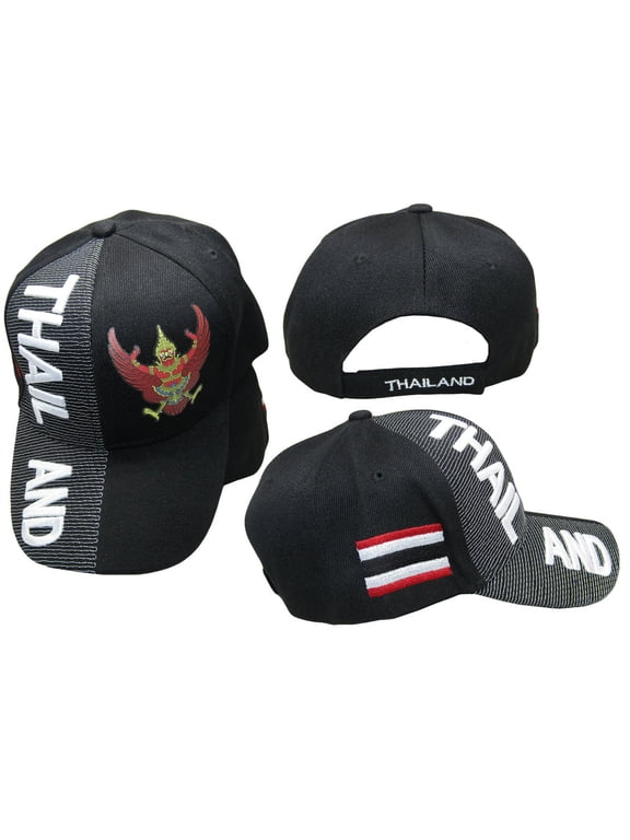 Thailand Country Black White Letter Crest Patch On Side Embroidered Hat Cap