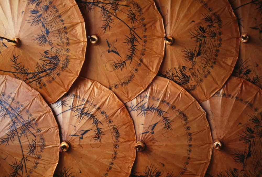 Thailand Handpainted umbrellas Baw Sang Canvas Art - Kyle Rothenborg Design Pics (40 x 28)