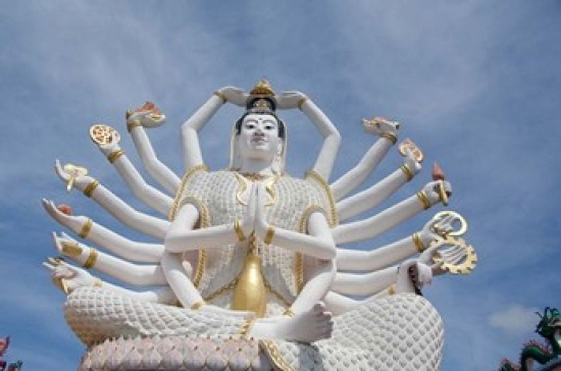 Thailand Ko Samui Wat Plai Laem Kwan Yin Canvas Art - Cindy Miller Hopkins DanitaDelimont (36 x 24)