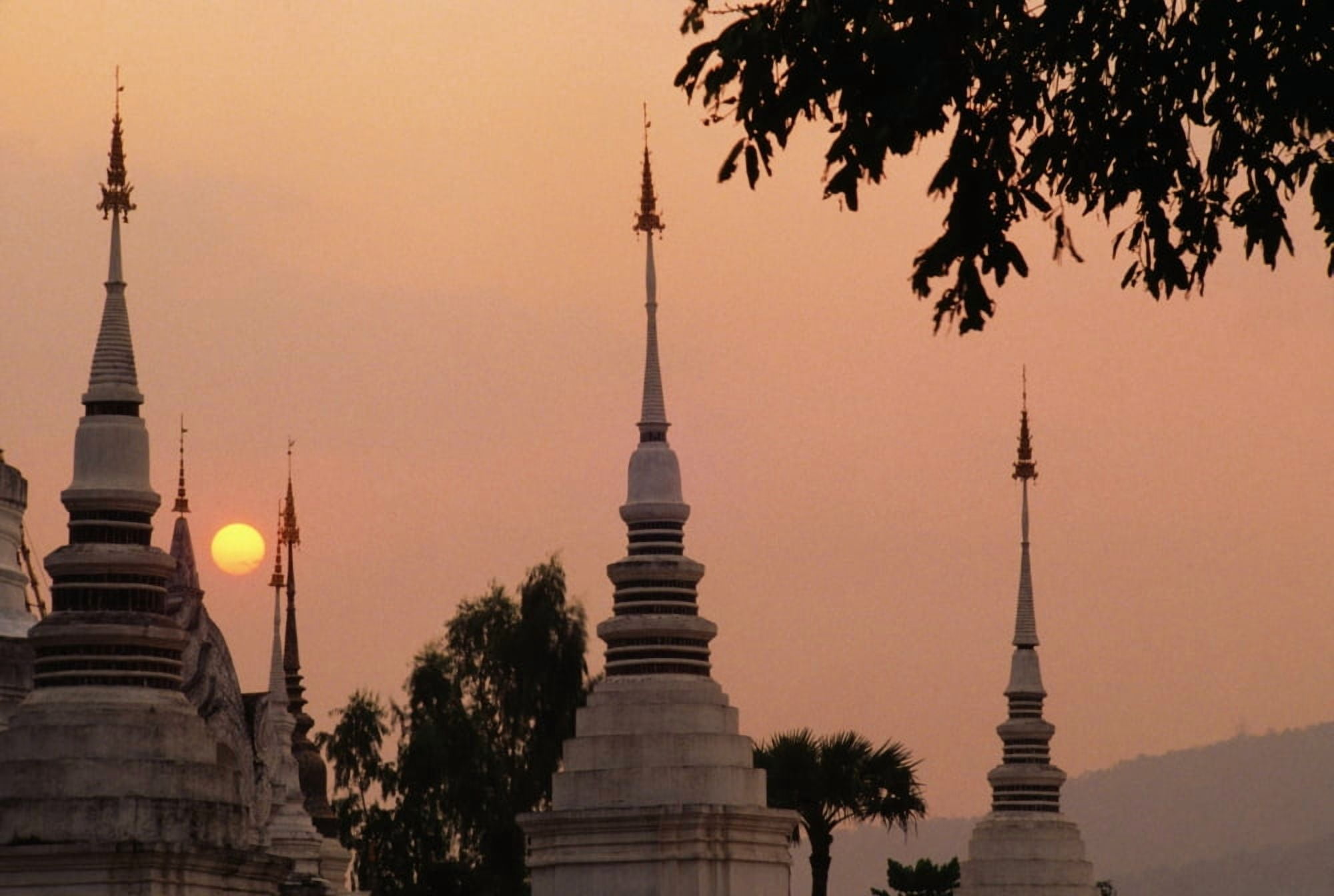 Thailand Misty pink sky at twilight Bangkok Canvas Art - Robert Sablan Design Pics (38 x 24)
