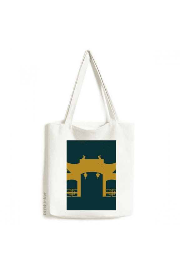 Thailand Myth Woodiness Temple Illustration Tote Canvas Bag Shopping Satchel Casual Handbag
