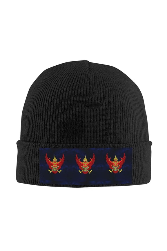 Thailand National Emblem Beanie Hat Men Women Warm Printed Cap Knit Beanies Hats Outdoor Winter Black