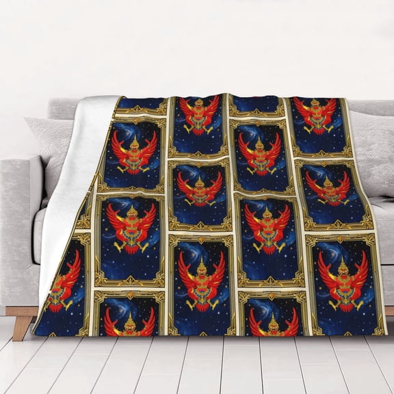 Thailand National Emblem Throw Blanket Warm Camping Outdoor Light Weight Cozy Blanket for Couch Sofa Bed 40"x30"