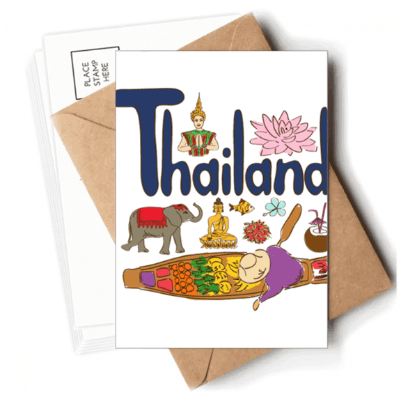 Thailand National symbol Landmark Pattern Postcards Envelopes Blank Note Cards Mailing