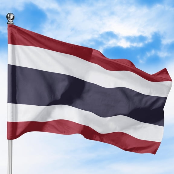 Thailand Outdoor Flag (3x5ft) by DreamController - Durable, Fade-Resistant Polyester, Double-Stitched, Brass Grommets - HD Printed South East Asia Flag - Made in USA