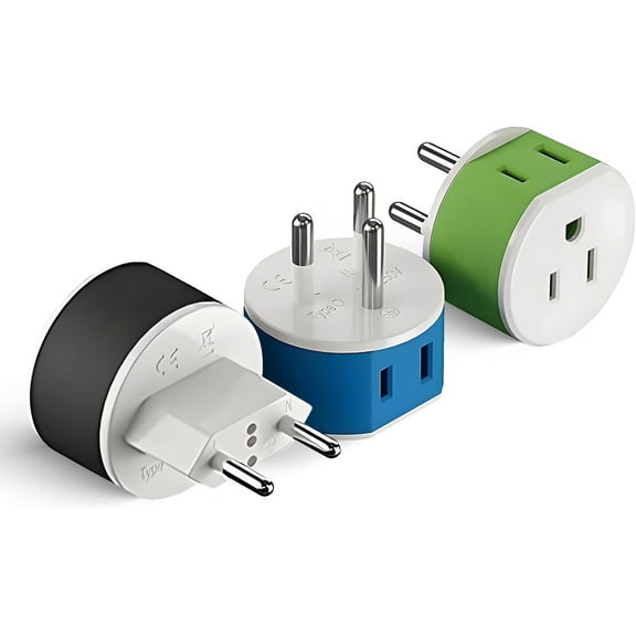 Thailand Power Plug Adapter with 2 USA Inputs - Travel 3 Pack - 2 x Type O, 1 x Type C (US-18) Safe Grounded Use with Cell Phones, Laptop, Camera Chargers, CPAP, and More