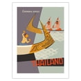 thumbnail image 1 of Thailand - Royal Ceremonial Barges - Vintage Travel Poster c.1960s - Fine Art Matte Paper Print (Unframed) 18x24in, 1 of 4