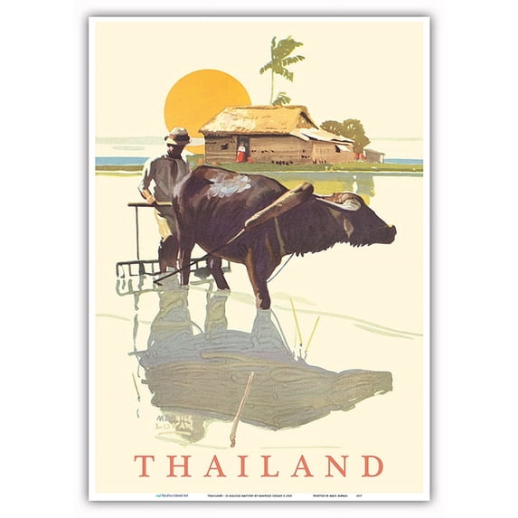 Thailand - SS Malolo Menu Cover - Vintage Ocean Liner Travel Poster by Maurice Logan c.1928 - Master Art Print 10in x 14in