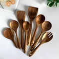 thumbnail image 1 of Thailand Teak Natural Wood Tableware Spoon Ladle Turner Long Rice Colander Soup Skimmer Cooking Spoons Scoop Kitchen Tool Set, 1 of 4