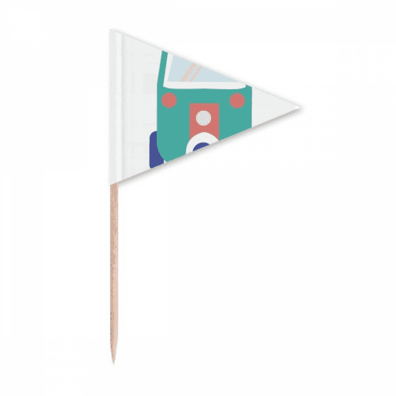Thailand Three Wheeled Tractor Art Illustration Toothpick Triangle Cupcake Toppers Flag