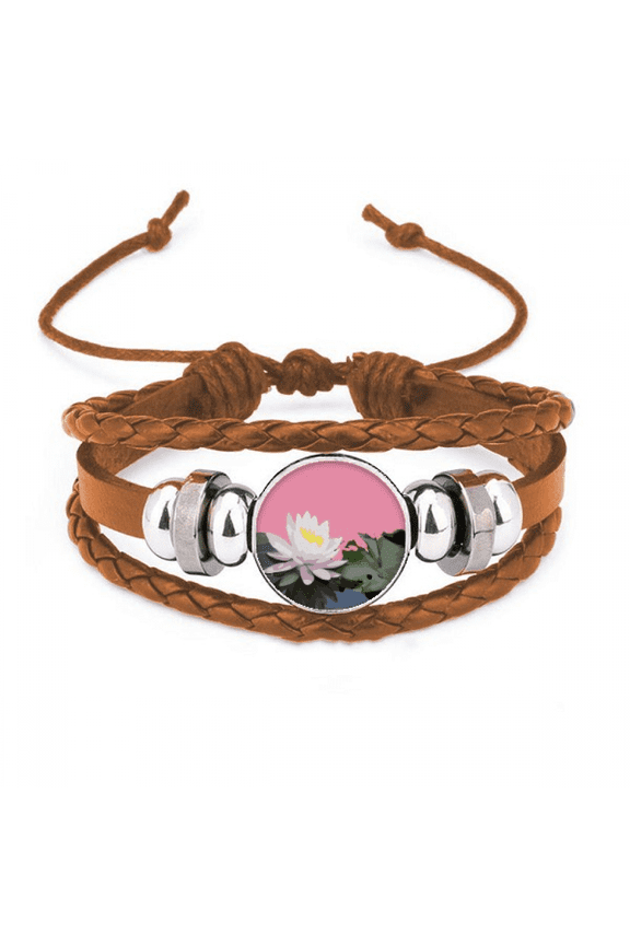 Thailand Water Lily Aquatic Bracelet Wristband Leather Jewelry Ornament
