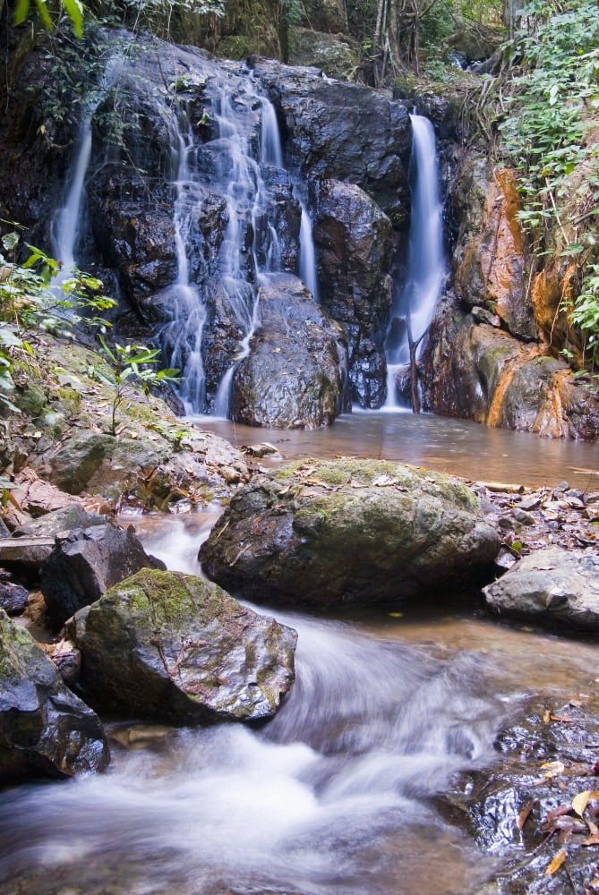 Thailand tributary falls Mae Hong Son Province View of Pha Sua Waterfall Canvas Art - Bill Brennan Design Pics (12 x 17)
