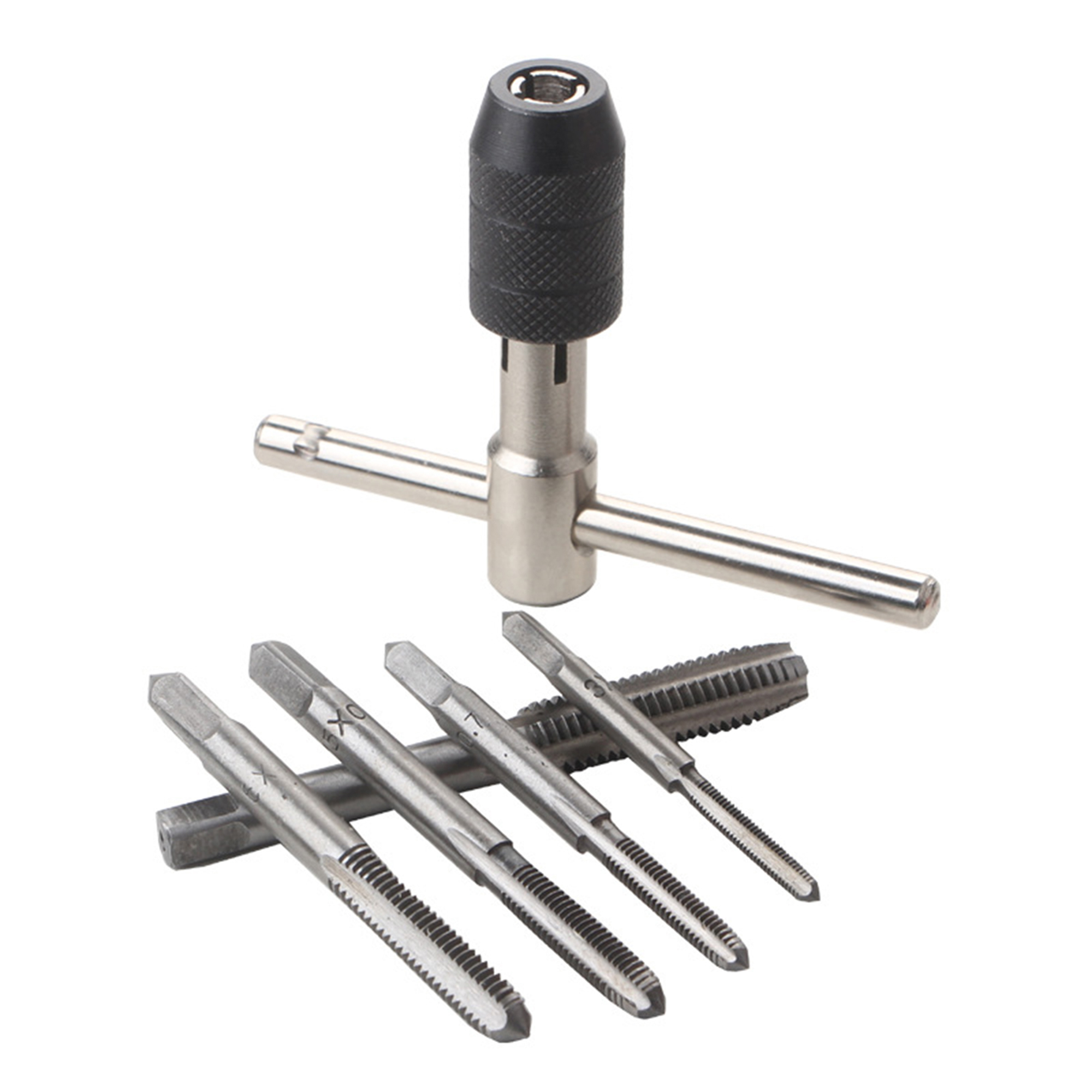 Thaisu 6 Pcs Hand Tap Set, T Type Tap Wrench Plug Tap Bottoming Tap Professional Grade Tapping