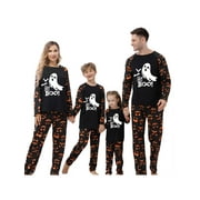 Thaisu Halloween Matching Family Pajamas Glow In The Dark Ghost Print Long Sleeve Shirt Pants Sleepwear
